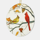  Japanse tekening, Kardinalen op een tak Keramisch Ornament (Links)
