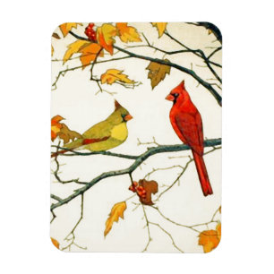  Japanse tekening, Kardinalen op een tak Magneet