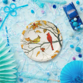  Japanse tekening, Kardinalen op een tak Papieren Bordje (Feest)