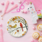  Japanse tekening, Kardinalen op een tak Papieren Bordje (Feest)