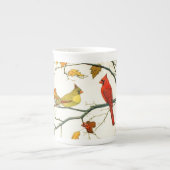  Japanse tekening, Kardinalen op een tak Porselein Kop (Voorkant)