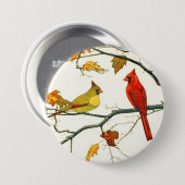 Japanse tekening, Kardinalen op een tak Ronde Button 7,6 Cm (Voorkant /achterkant)