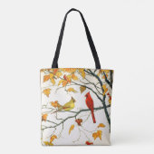  Japanse Tekening, Kardinalen op een Tak Tote Bag (Achterkant)