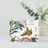 Japanse tekening, pony's en Sparrow Briefkaart (Staand voorkant)