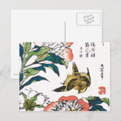 Japanse tekening, pony's en Sparrow Briefkaart (Voorkant / Achterkant)