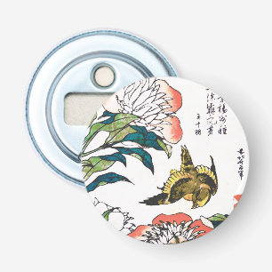 Japanse tekening, pony's en Sparrow Button Flesopener