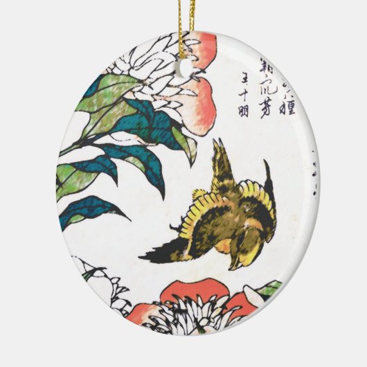  Japanse tekening, pony's en Sparrow Keramisch Ornament (Links)