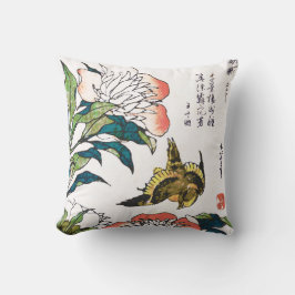  Japanse tekening, pony's en Sparrow Kussen