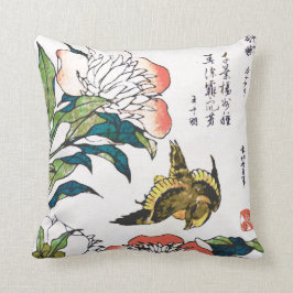 Japanse tekening, pony's en Sparrow Kussen