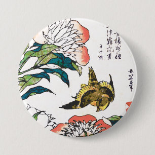  Japanse tekening, pony's en Sparrow Ronde Button 7,6 Cm