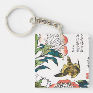  Japanse tekening, pony's en Sparrow Sleutelhanger