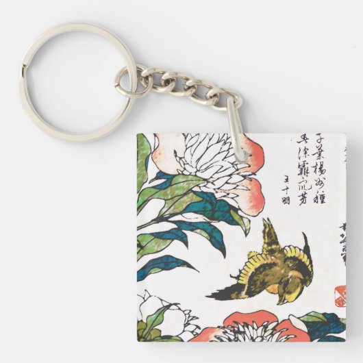 Japanse tekening, pony's en Sparrow Sleutelhanger (Voorkant)