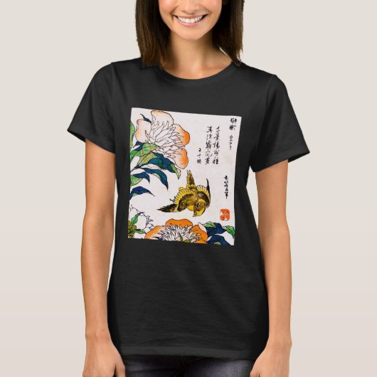  Japanse tekening, pony's en Sparrow T-shirt (Voorkant)