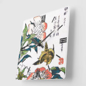  Japanse tekening, pony's en Sparrow Vierkante Klok (Hoek)