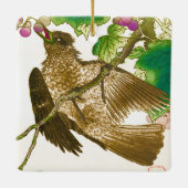 Japanse tekening van de moer op een druivenwijnker keramisch ornament (Achterkant)