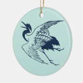 Japanse tekening van een kraan, blauw Keramisch Ornament (Links)