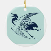 Japanse tekening van een kraan, blauw Keramisch Ornament (Achterkant)