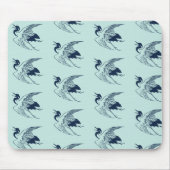  Japanse tekening van een kraan, blauw Muismat (Voorkant)