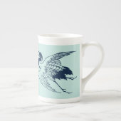  Japanse tekening van een kraan, blauw Porselein Kop (Rechts)