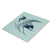  Japanse tekening van een kraan, blauw Tegeltje (Zijkant)