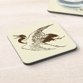  Japanse tekening van een kraan, bruin Bier Onderzetter (Linkerzijde)