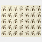  Japanse tekening van een kraan, bruin Fleece Deken (Voorkant (Horizontaal))
