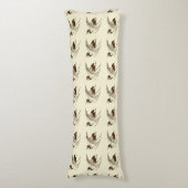  Japanse tekening van een kraan, bruin Lichaamskussen (Voorkant Verticaal)