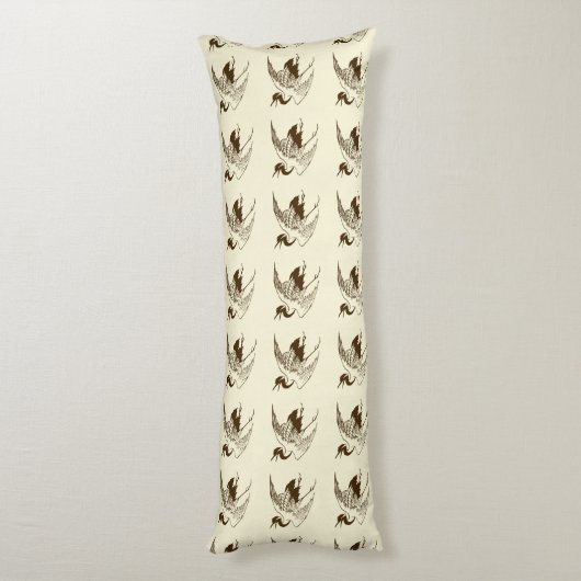  Japanse tekening van een kraan, bruin Lichaamskussen (Achterkant (Verticaal))