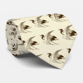  Japanse tekening van een kraan, bruin Stropdas (Opgerold)