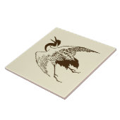  Japanse tekening van een kraan, bruin Tegeltje (Zijkant)