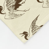 Japanse tekening van een kraan, bruine vlinderbak fleece deken (Hoek)