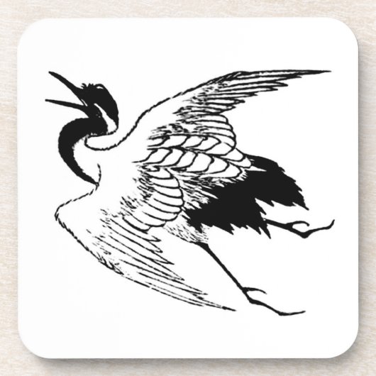  Japanse tekening van een kraan Drankjes Onderzetter (Voorkant)