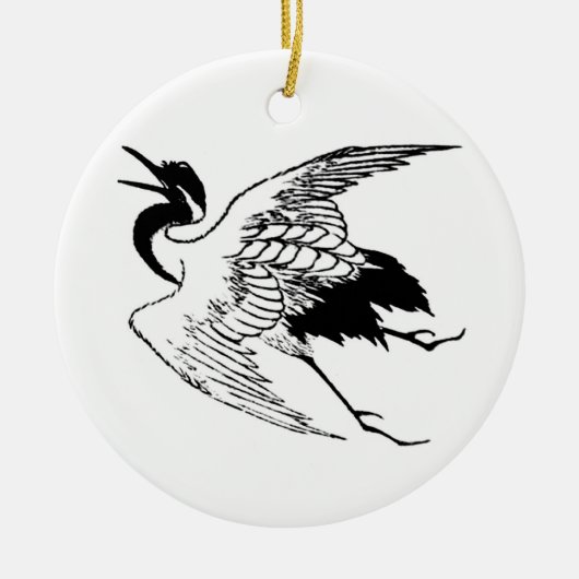  Japanse tekening van een kraan Keramisch Ornament (Voorkant)