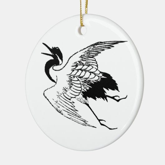  Japanse tekening van een kraan Keramisch Ornament (Links)