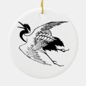  Japanse tekening van een kraan Keramisch Ornament (Achterkant)