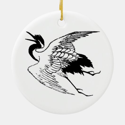  Japanse tekening van een kraan Keramisch Ornament (Achterkant)