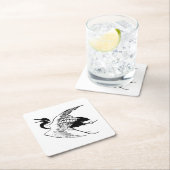  Japanse tekening van een kraan, zwart-wit Kartonnen Onderzetters (Insitu)