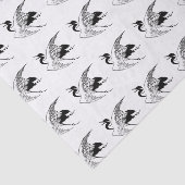  Japanse tekening van een kraan, zwart-wit Tissuepapier (Detail)