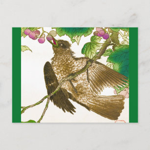 Japanse tekening van Jay op een wijnstok Briefkaart