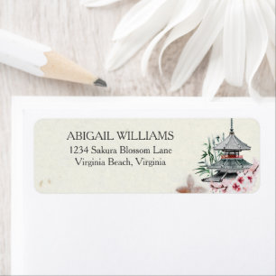 Japanse tempel, Bamboe, Cherry Blossom Adres Etiket