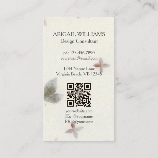 Japanse tempel, Bamboe, Cherry Blossom Visitekaartje (Achterkant)