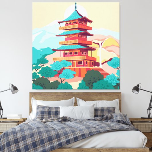 Japanse tempel canvas afdruk (Insitu (Slaapkamer))