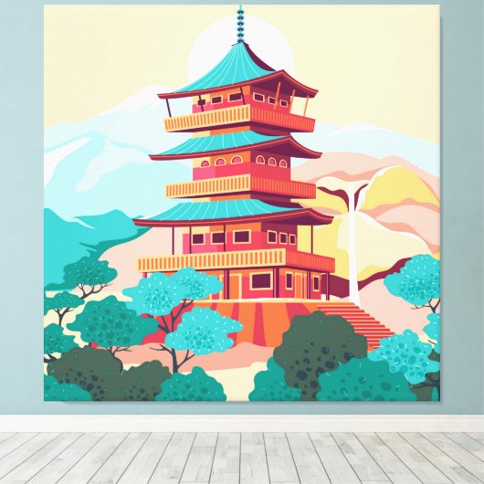 Japanse tempel canvas afdruk (Insitu (Houten vloer))