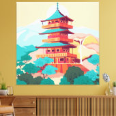 Japanse tempel canvas afdruk (Insitu (Woonkamer))