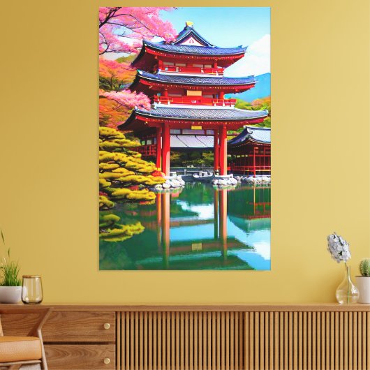 Japanse tempel canvas afdruk (Insitu (Woonkamer))