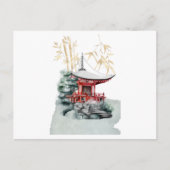 Japanse tempel en bamboegoud briefkaart (Voorkant)