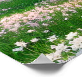 Japanse tempel en roze bloemen poster (Hoek)