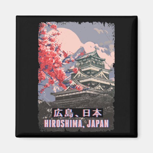 Japanse tempel Hiroshima Anime Cherry Blossom Magneet (Voorkant)
