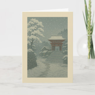 Japanse tempel in de winter - Kerst Kaart
