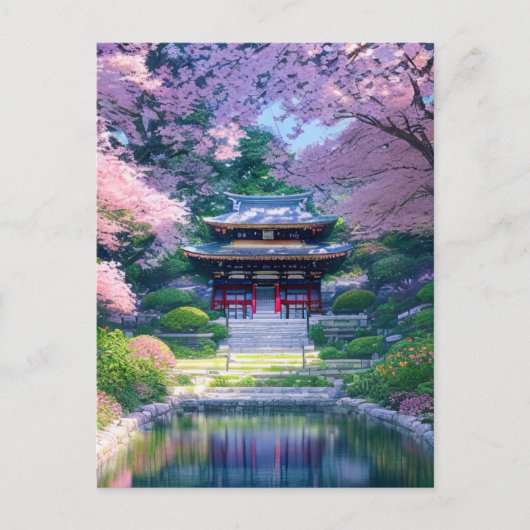 Japanse tempel in een prachtige tuin briefkaart (Voorkant)